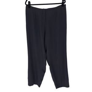 Citron Santa Monica 100% Silk Straight Leg Pant Washable Black Women's Size 0X